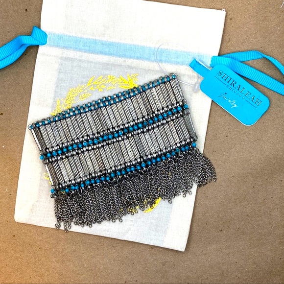 SHIRALEAH Turquoise and Silver Reverie Bracelet NWT - Picture 2 of 4